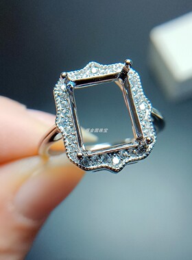 S925银戒指倒角长方形8*10mm