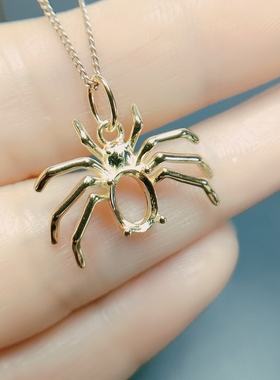 蜘蛛S925银吊坠空托椭圆5*7mm