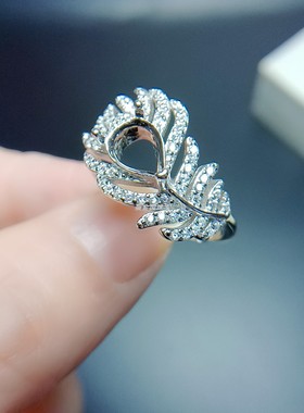 S925银戒指空托水滴形6*8mm