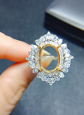 S925银镀戒指椭圆形10*14MM