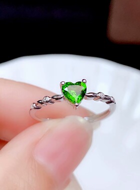 纯银镀18k白金心形女戒