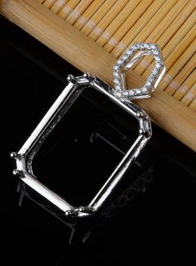 精工纯银镀18k白金项坠空托