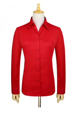 春季大红色衬衫女长袖工装商务正装工作服衬衣通勤OL职业打底寸杉