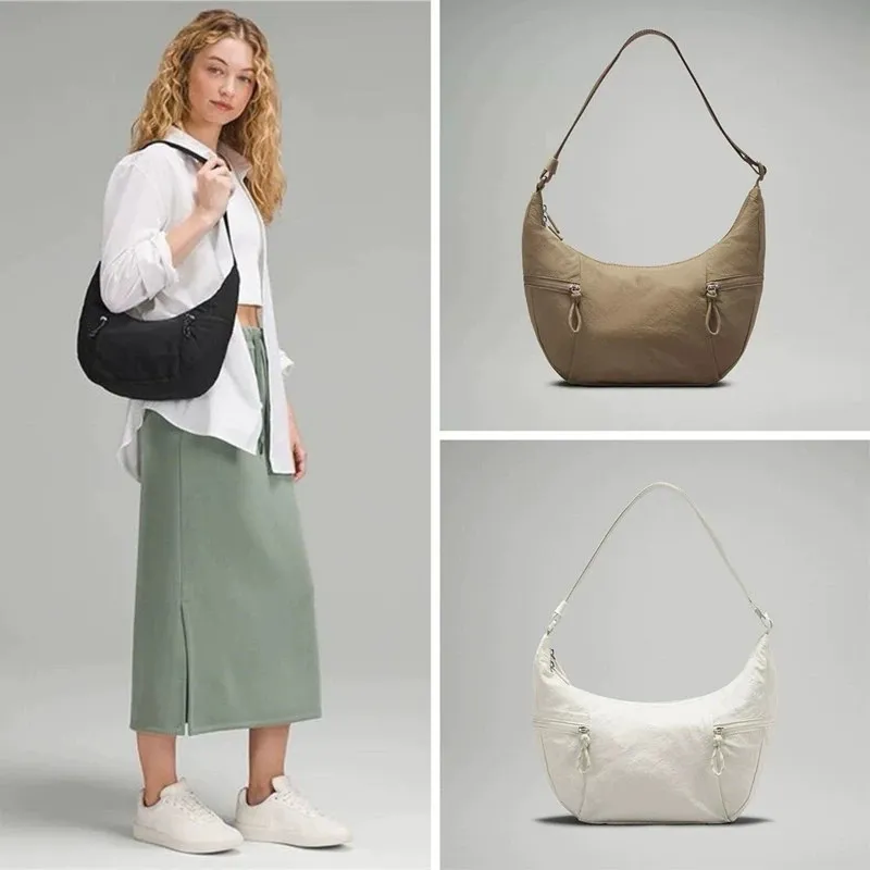 lulu牛角包2025女士斜挎包6L13L大容量单肩包