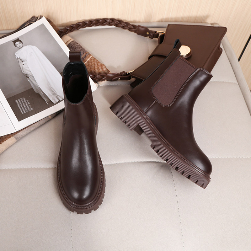 CHELSEA BOOTS WOMENS BLOCK HEEL BRITISH STYLE PLATFORM MARTIN BOOTS 2023 NEW FALL WINTER FLEECE BOOTS BOOTS