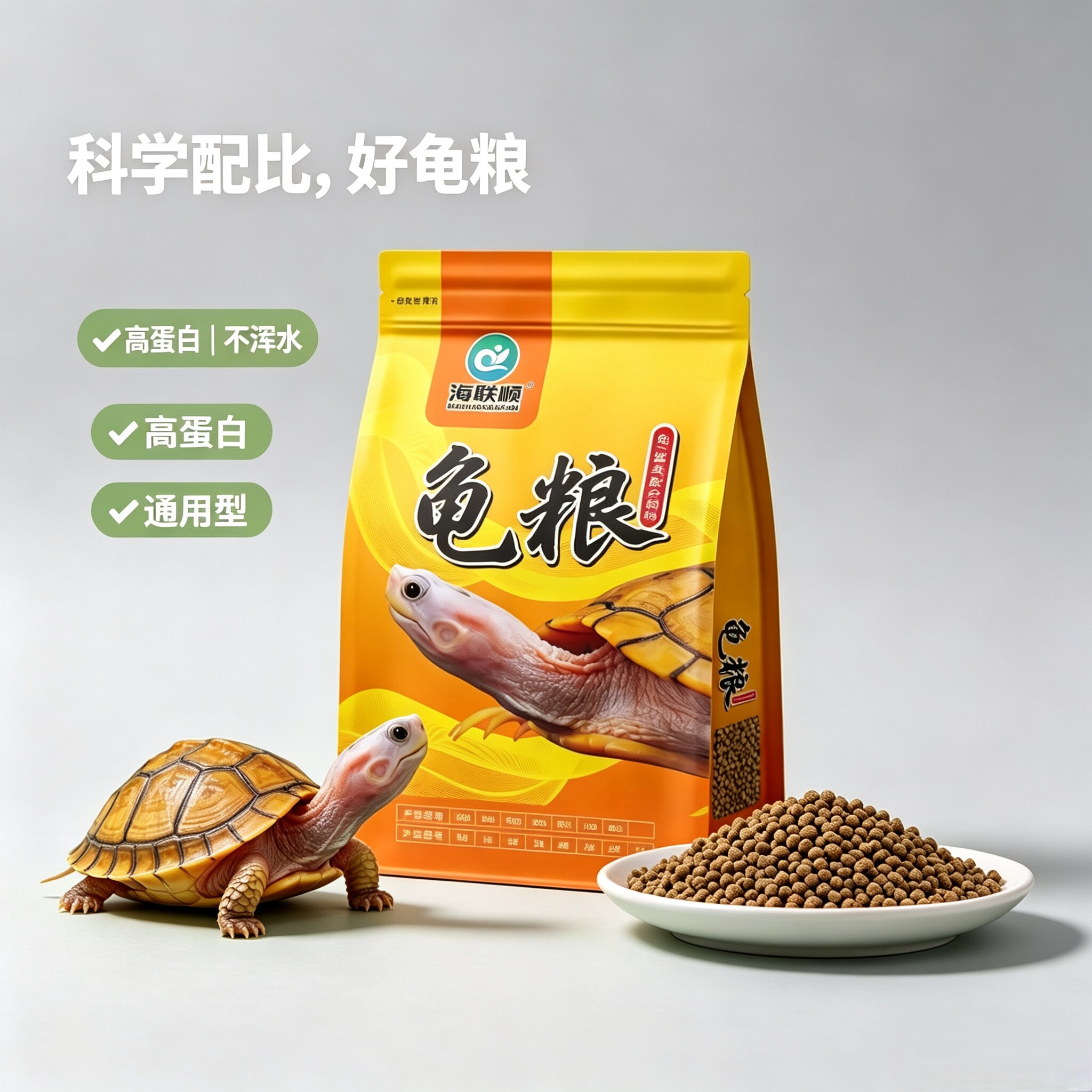 海联顺乌龟龟粮饲料5斤装石金钱龟食火焰龟巴西龟大小颗粒通用型