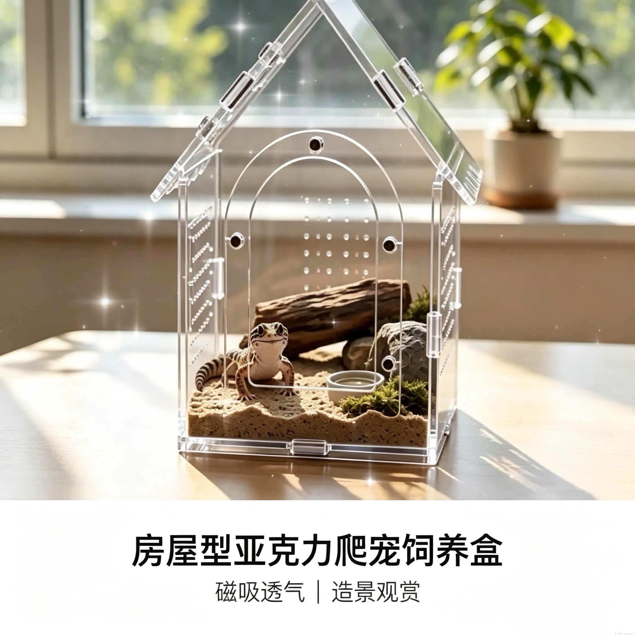 2026亚克力房屋型饲养盒磁吸透气守宫寄居蟹蜘蛛爬虫饲养箱跨境