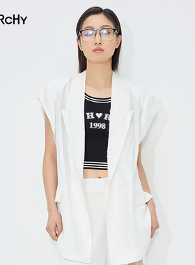 LARCHY来尔佳昵2025夏装V领净色马夹