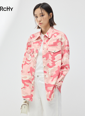 LARCHY来尔佳昵2025春装翻领印花外套