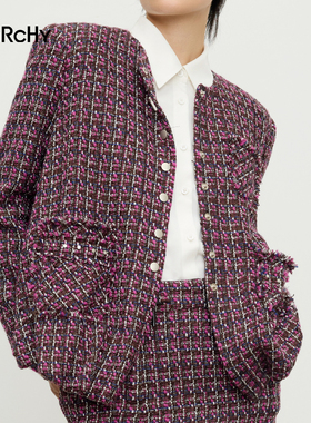 LARCHY来尔佳昵2024秋装圆领抽褶外套