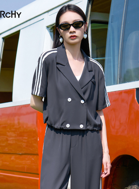 LARCHY来尔佳昵2024夏装翻领织带小衫