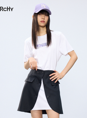 LARCHY来尔佳昵2024夏装圆领假两件连衣裙