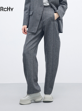 LARCHY来尔佳昵2025秋装香蕉型拼皮长裤