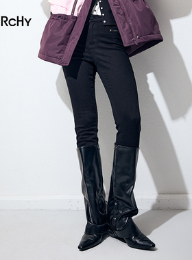 LARCHY来尔佳昵2025冬装净色牛仔铅笔裤