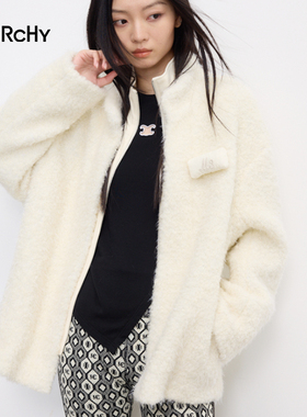 LARCHY来尔佳昵2024冬装立领净色毛呢外套