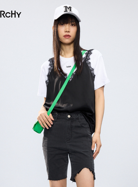 LARCHY来尔佳昵2024夏装紧身牛仔短裤