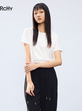LARCHY来尔佳昵2024夏装圆领净色T恤