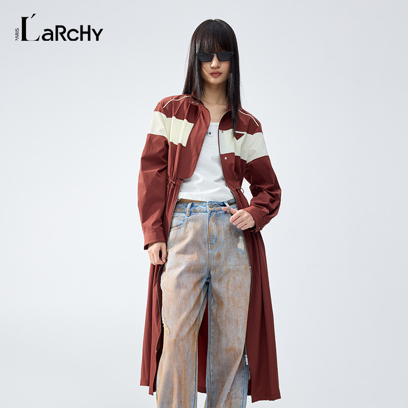 LARCHY2026春装立领拼接连衣裙