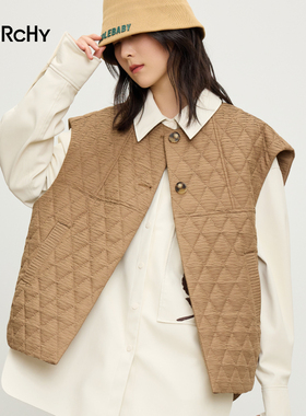 LARCHY来尔佳昵2024秋装圆领夹棉马夹