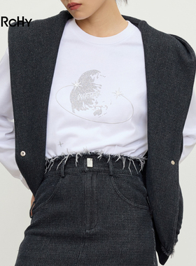 LARCHY来尔佳昵2024秋装花纱连帽马夹