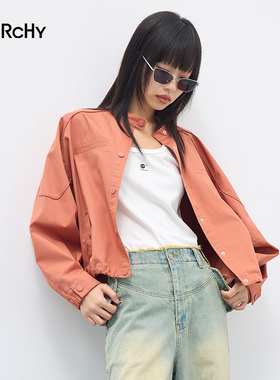 LARCHY来尔佳昵2025秋装立领净色外套