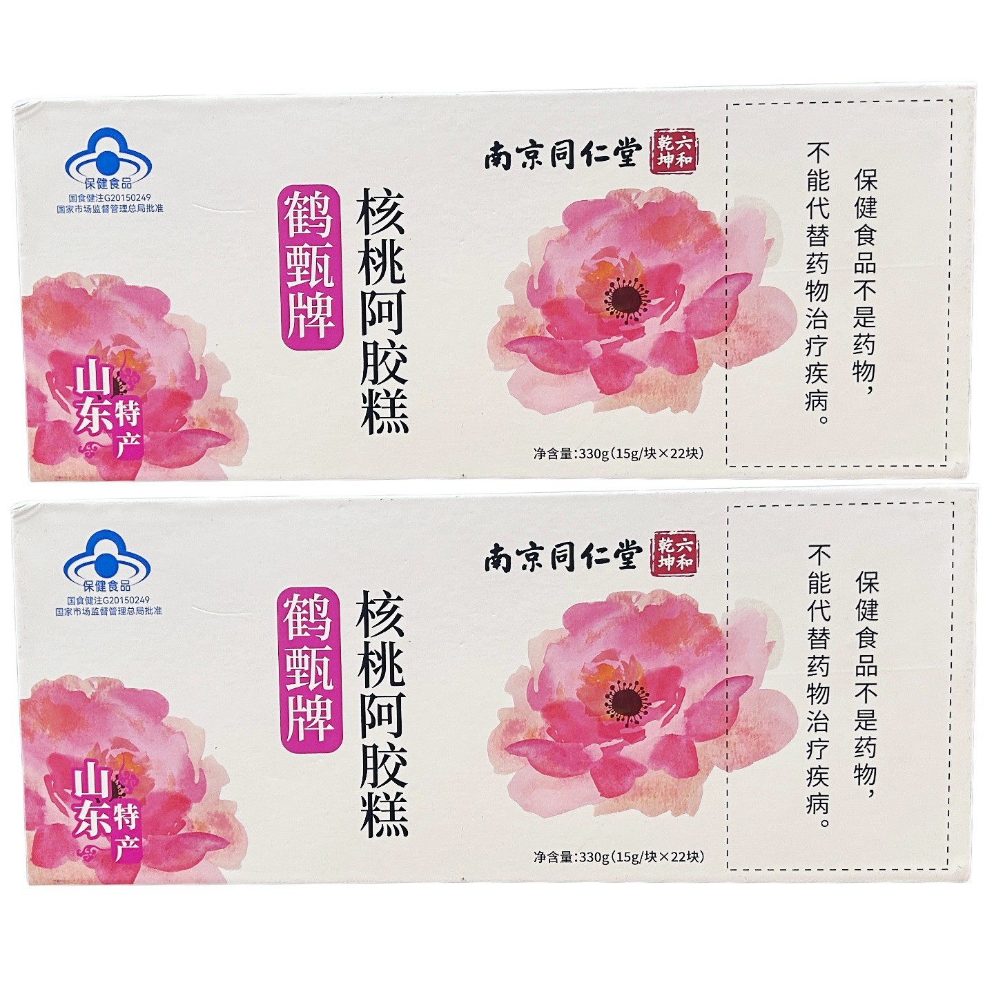 南京同仁堂六合乾坤鹤甄牌核桃阿胶糕330g（15g/块*22块）