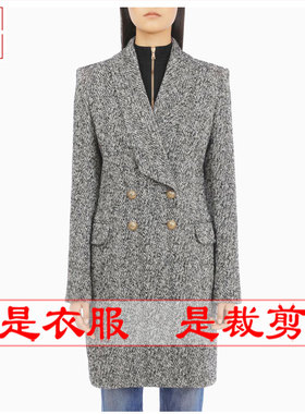 明辉纸样衣服样板新款秋冬女双排扣大衣外套裁剪图纸-20177