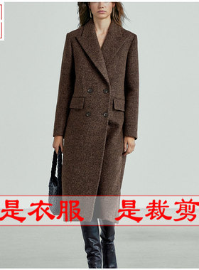 明辉纸样新款秋冬双排扣长外套女大衣牛皮纸缝纫DIY裁剪图纸21248