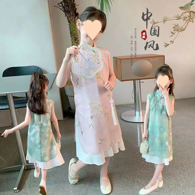 女童夏季国风旗袍裙儿童宝宝中式复古夏款24新款中大童连衣裙古风
