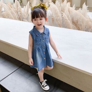 女童牛仔连衣裙2024新款中小童洋气背心裙夏款女宝软公主裙子