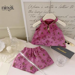 女中小童夏装新中式国风旗袍短裤套装新款女宝时髦汉服唐装两件套