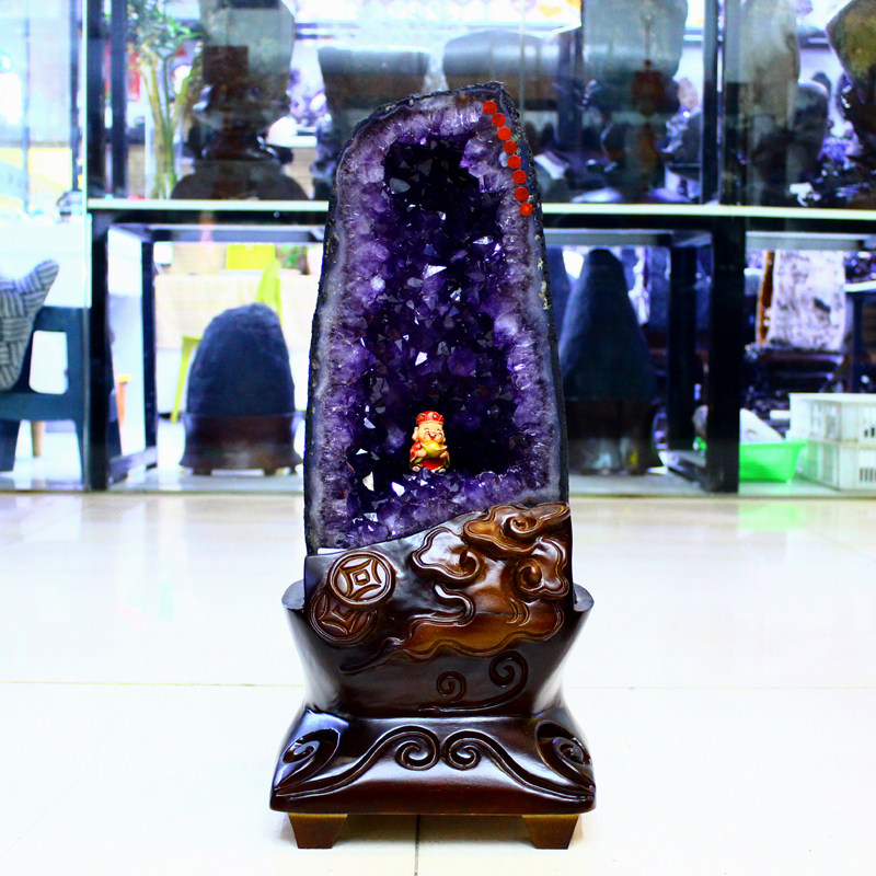 天然紫水晶洞摆件巴西紫晶洞乌拉圭摆件原石聚宝盆高端办公室新家