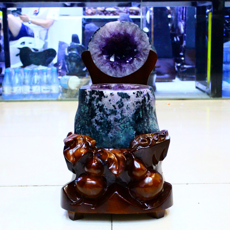 天然紫水晶洞摆件巴西紫晶洞乌拉圭摆件原石聚宝盆高端办公室新家