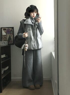 韩系2026秋冬新款保暖背心羽绒棉服马甲女小个子马夹棉袄加厚外套