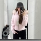 小海鸥收腰短款 棉袄厚外套 粉色羽绒棉服女2025冬装 大毛领冬季 新款
