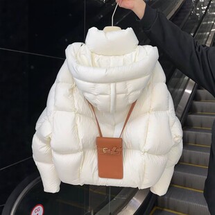 冬季高级感白色羽绒棉衣棉服女2026新款短款小个子宽松厚棉袄外套