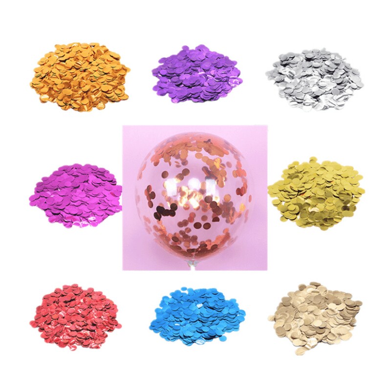 彩色铝箔圆纸片透明气球填充亮片手抛纸屑波波球亮片金色银色铝膜