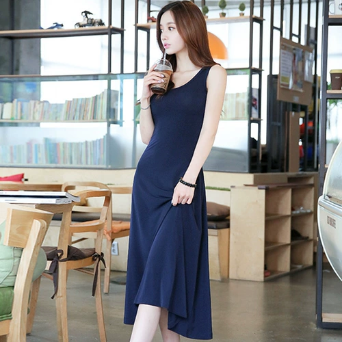 Черный хлопковый жилет, длинная юбка без рукавов, летнее длинное хлопковое платье, эффект подтяжки, оверсайз