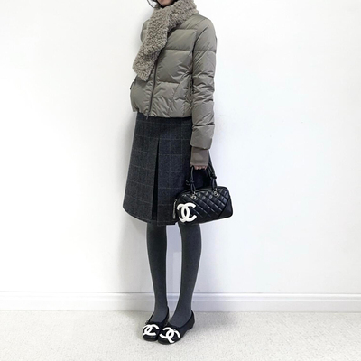 中裙A字裙格雷系开叉半身裙