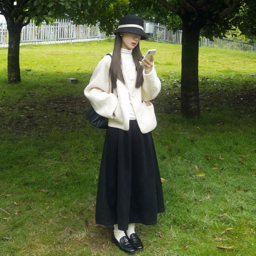 中长款伞裙有口袋A字裙加厚保暖