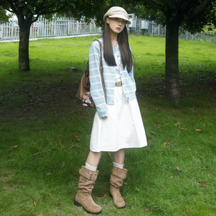 日杂风高级感白色半身裙秋学院风减龄小个子中裙防走光垂感a字裙