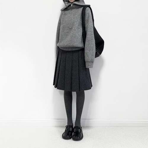 短裙百褶裙伞裙加厚毛呢半身裙