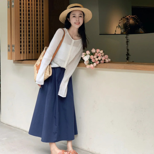 艾美妮中长款A字裙日系半身裙