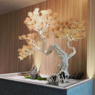 大型迎客松仿真绿植造景新中式日式餐厅客厅室内玄关茶室落地摆件