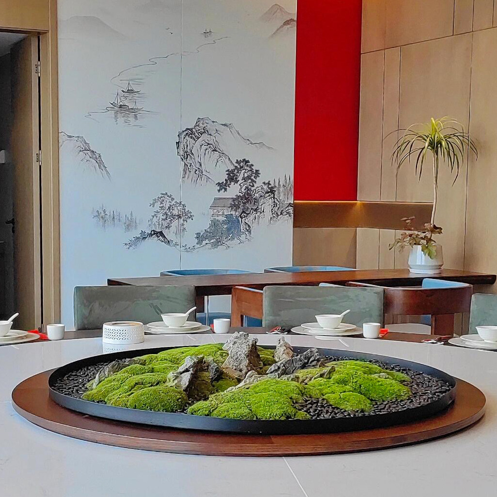 新中式大圆桌转盘中间摆件中餐桌花艺圆形装饰微景观圆桌中心装饰,鲜花速递/花卉仿真/绿植园艺,仿真绿植,淘宝优惠券,粉丝福利购,淘宝优惠卷