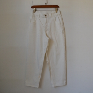 宽松休闲老爹裤 高腰白色软糯九分裤 28女士牛仔裤 小直筒春秋