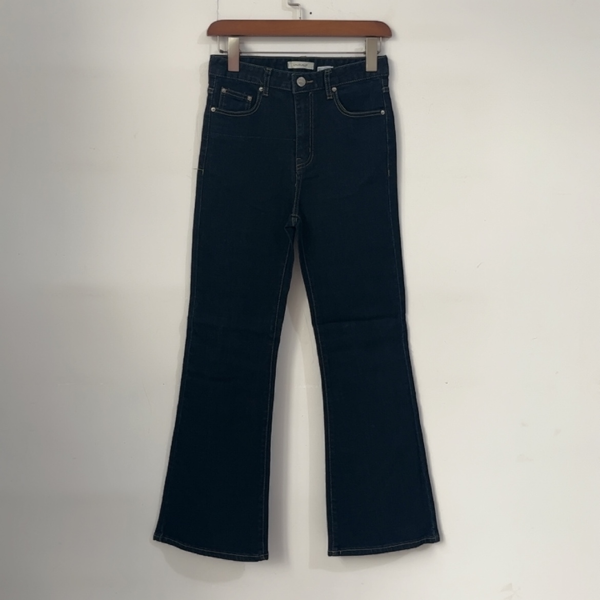S码女士牛仔裤春秋深蓝色喇叭裤外贸高腰特价长裤 处理品不换瑕疵