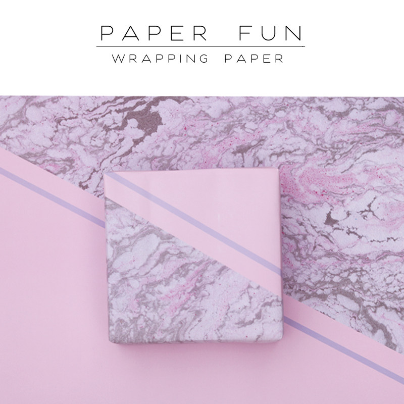 PaperFun粉灰撞色抽象纹理几何礼品纸包书纸礼物ins包装纸少女心_虎窝淘