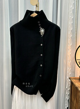 【V36韩剧女主黑色】黑色百搭气质显瘦针织衫开衫毛衣外套