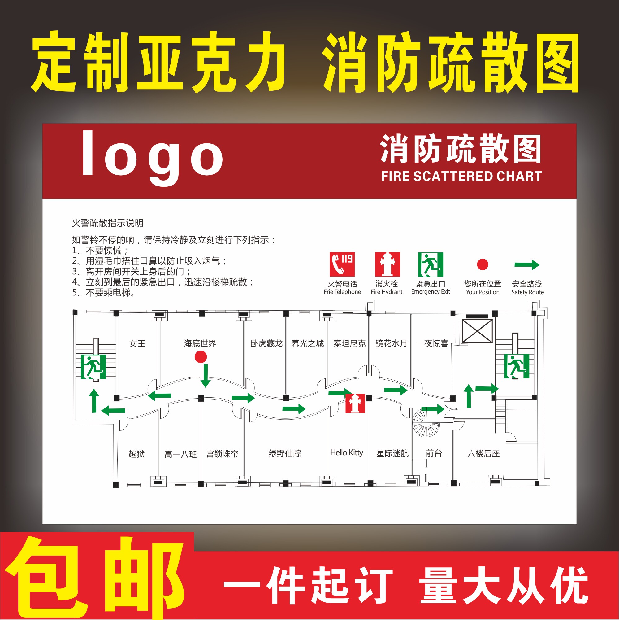 企业消防疏散图指示牌